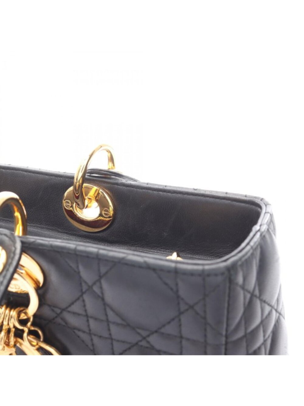 Dior Handbag Radio the Cannage Black Leather Hand - Picture 6 of 15
